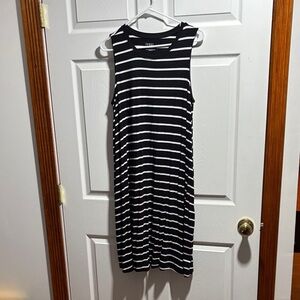 Time and Tru Black and White Striped Midi Dress